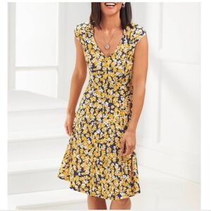 London Times Navy/Yellow Floral Dress